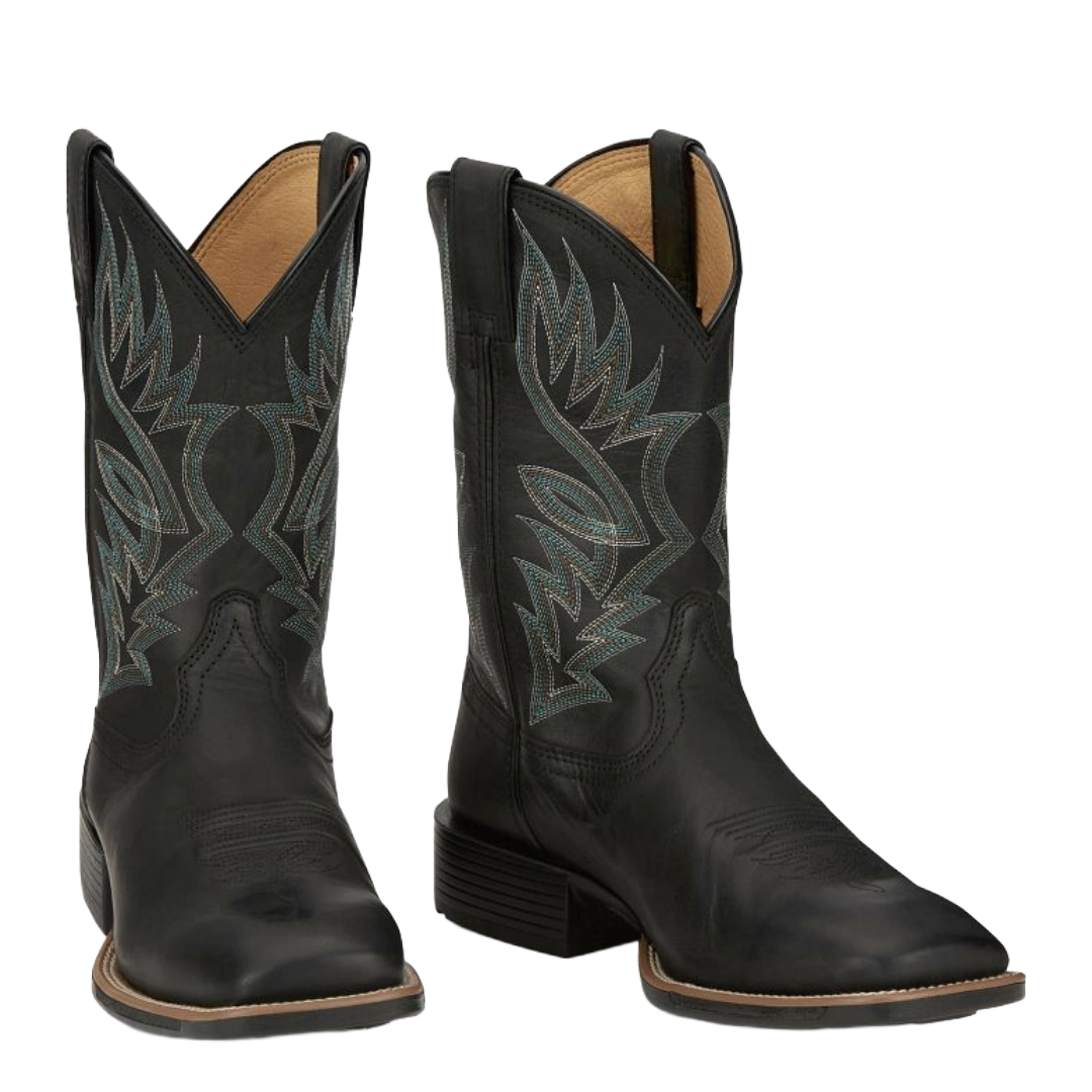 Justin Men's Zeke Black 11" Wide Square Toe Western Boot UN7132