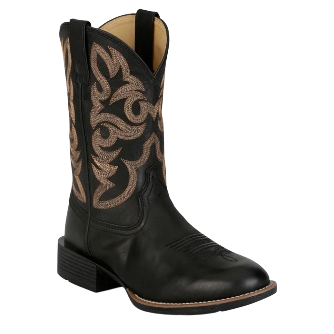 Justin Men's Jasper Black 11" Wide Round Toe Western Boot UN7170