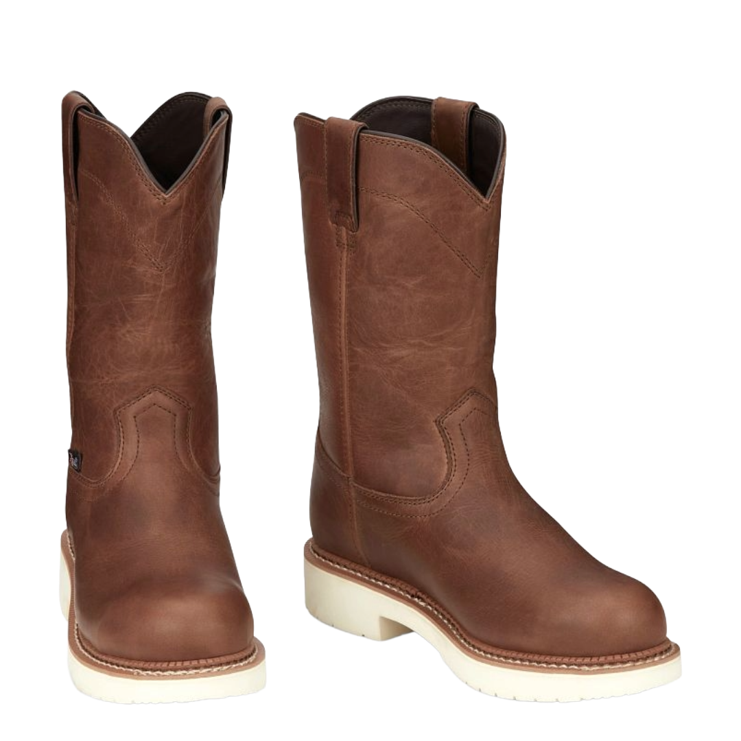 Justin Men's Brentwood Brown Round Up Steel Toe Work Boot MJ1700