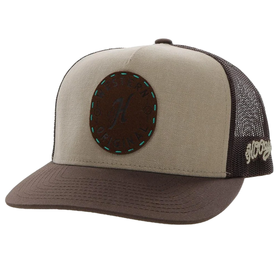 Hooey Men's "Spur" 5-Panel Tan & Brown Trucker Cap 2214T-TNBR