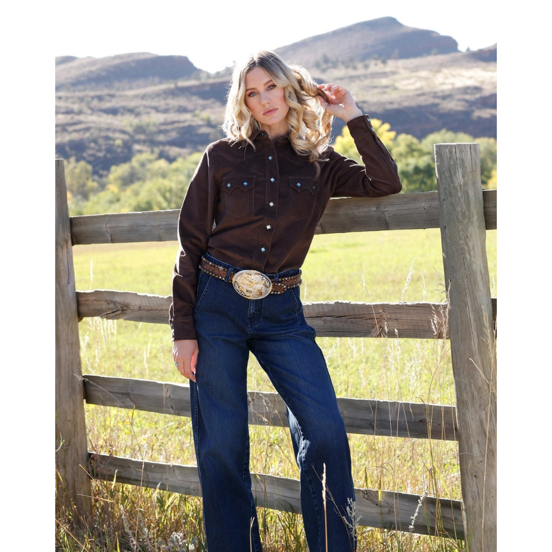 Cinch Ladies Brown Corduroy Concho Snap Shirt CTW7548001