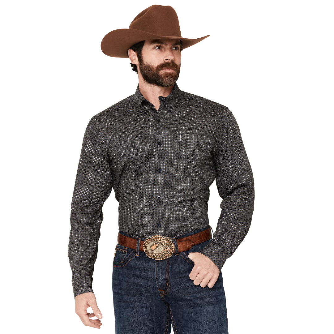 Cinch Mens Modern Print Navy Button Down Shirt MTW1347167