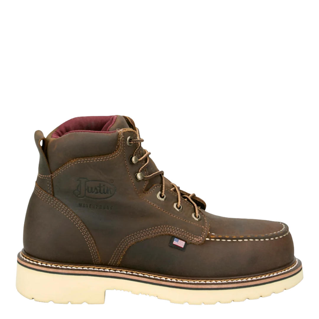 Justin Men's Akron Homeland Brown Leather Work Boot HL260