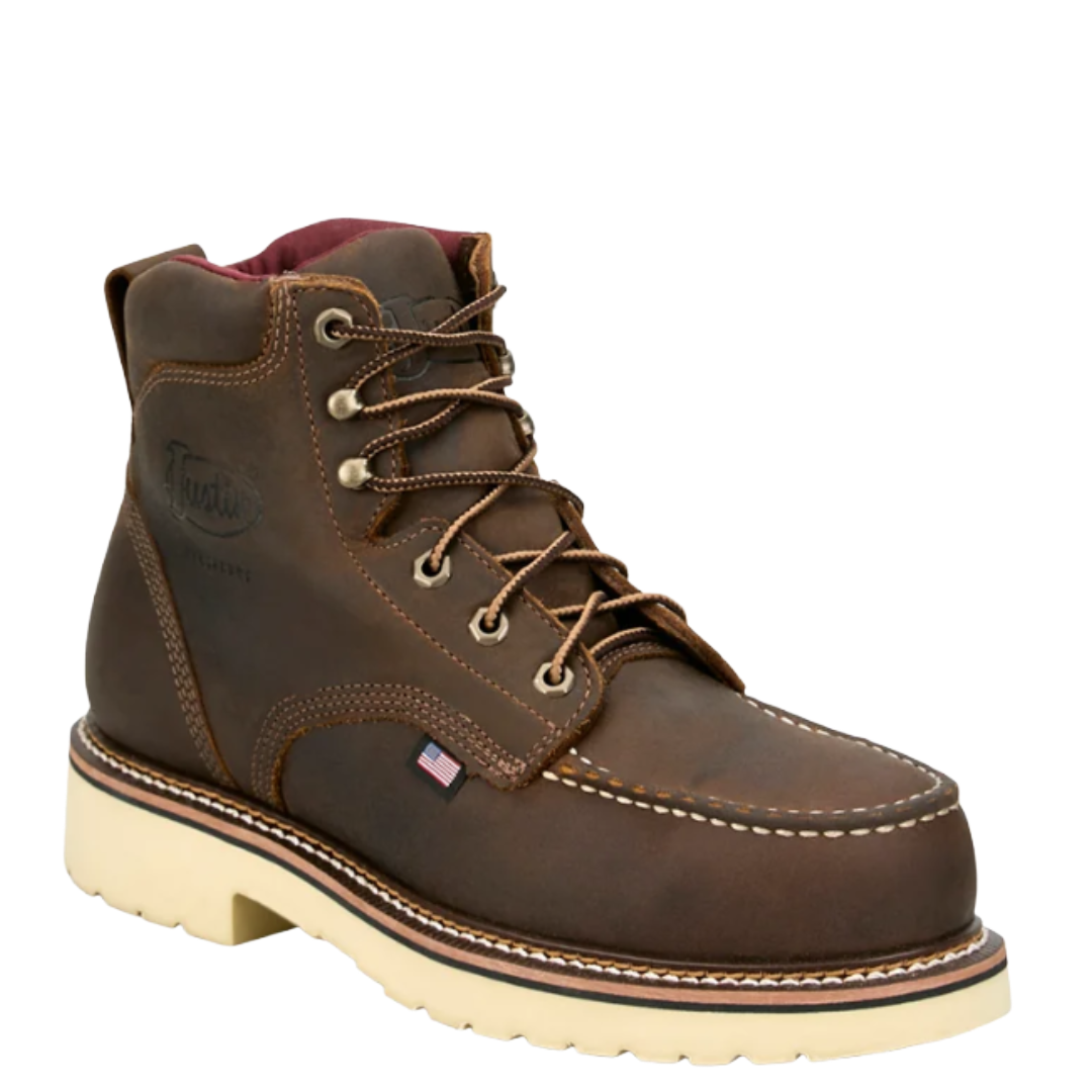 Justin Men's Akron Homeland Brown Leather Work Boot HL260