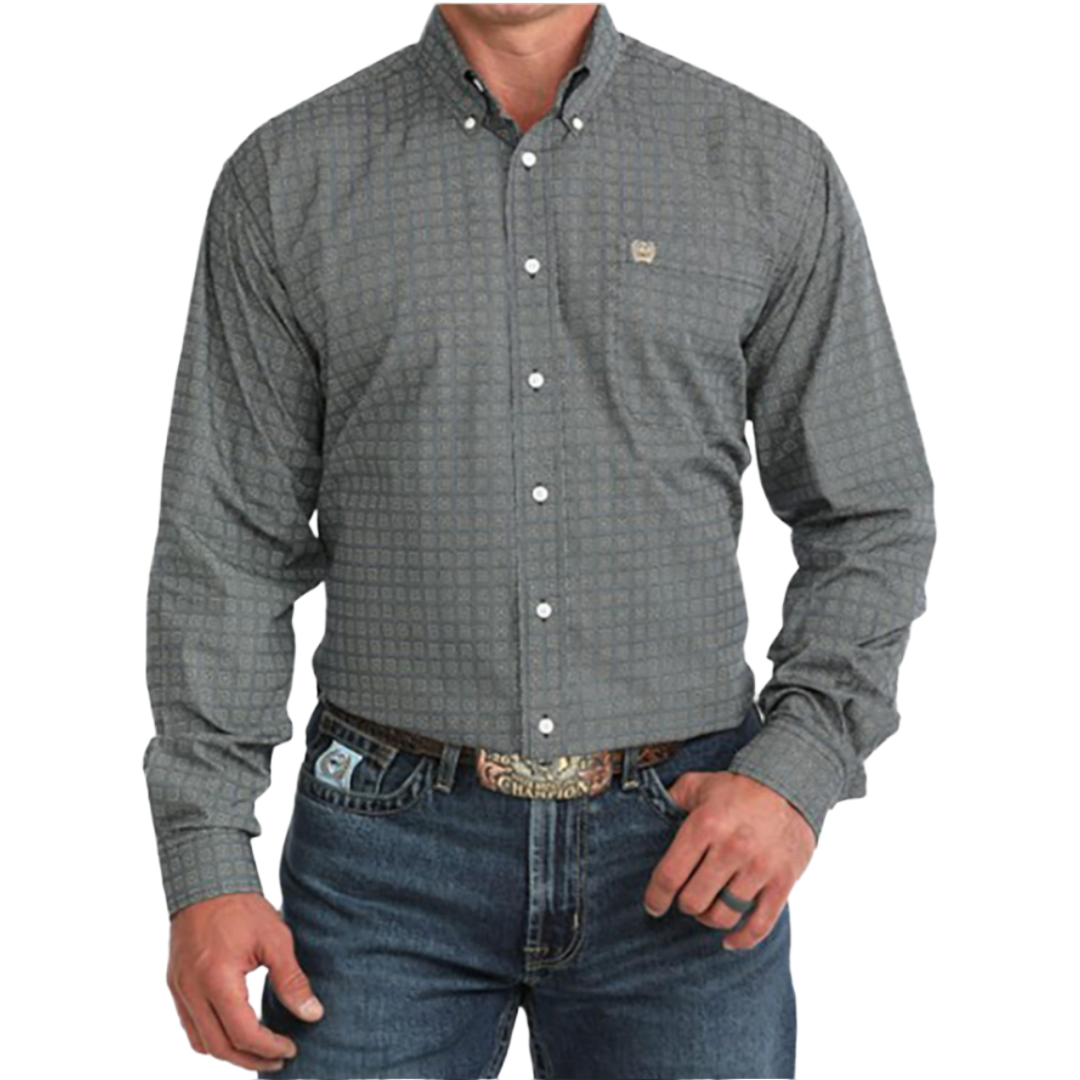 Cinch Mens Navy Printed Button Down MTW1106147-NAV