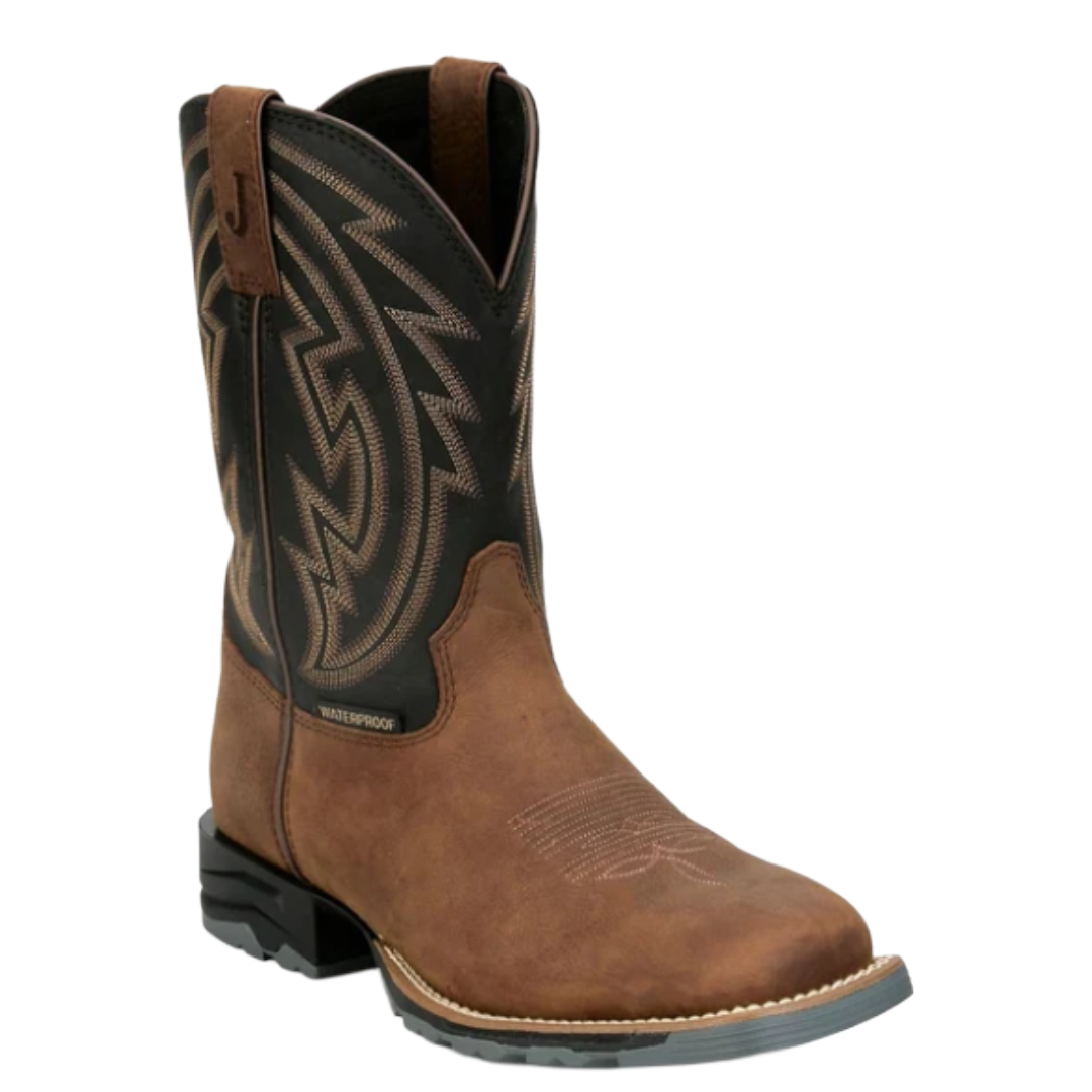 Justin Men's Lytle Brown & Black Leather Steel Toe Work Boot MV4591