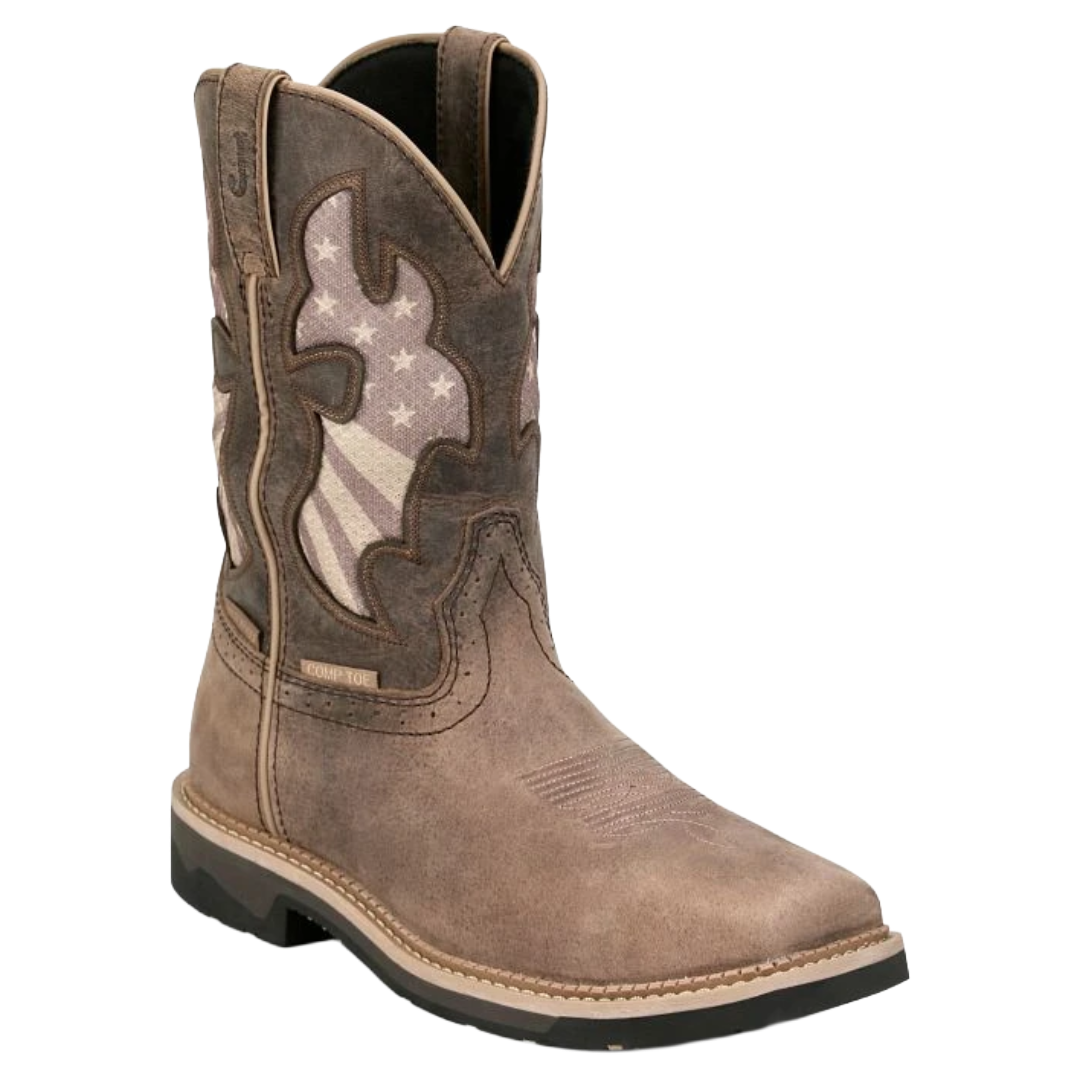 Justin Men's Faded Bolt Brown Composite Toe Western Work Boot SE4139