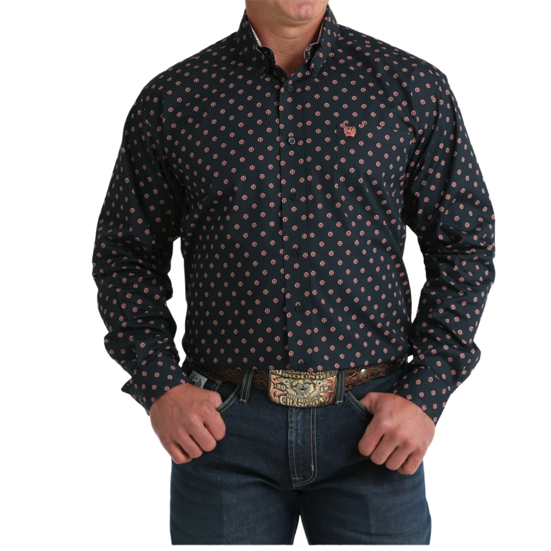 Cinch Mens Navy Plaid Button Down Shirt MTW1106148