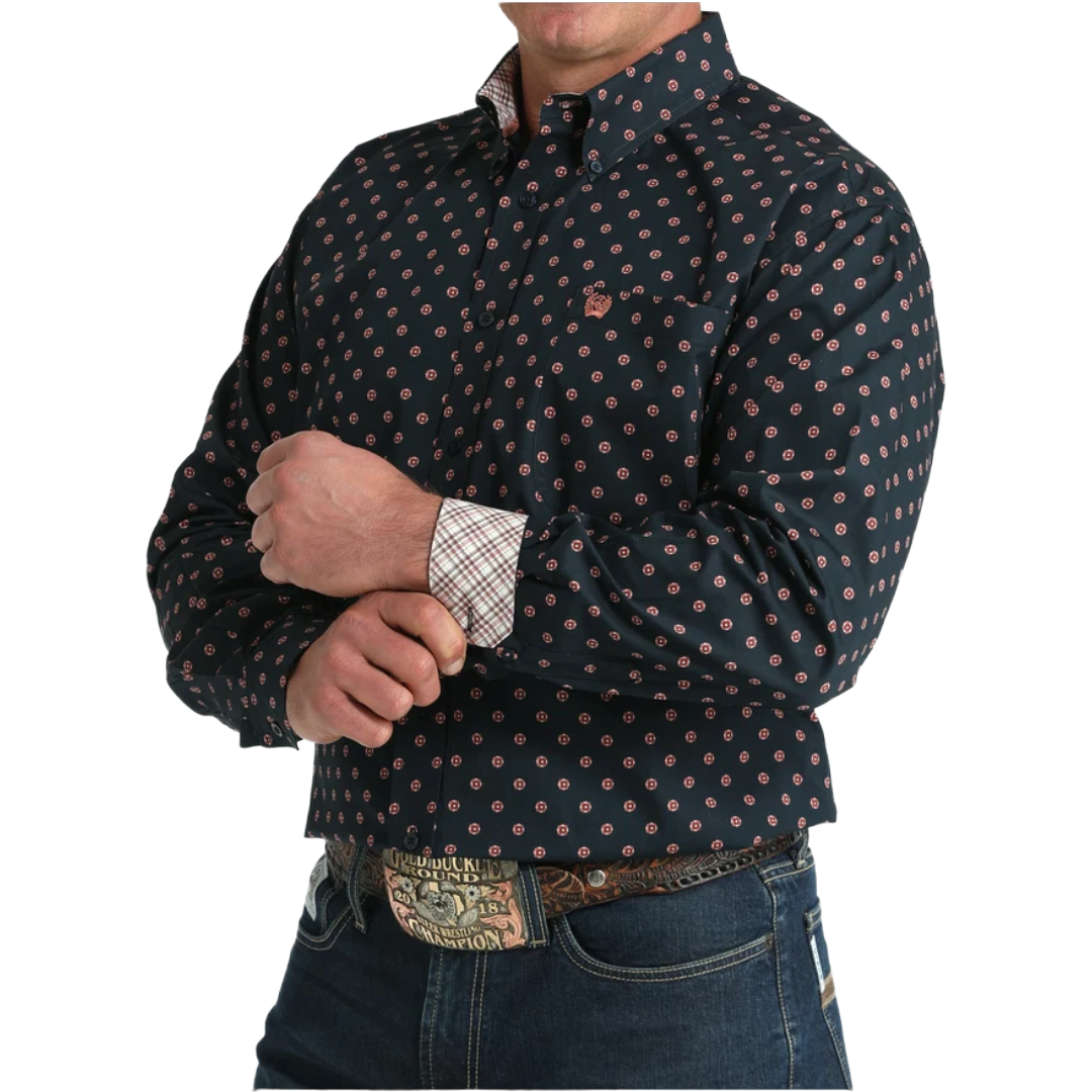 Cinch Mens Navy Plaid Button Down Shirt MTW1106148