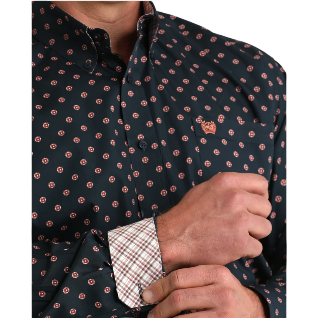 Cinch Mens Navy Plaid Button Down Shirt MTW1106148