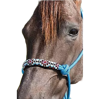 Professional's Choice Beaded Rope Halter with 7' Lead Turquoise