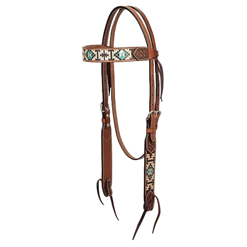 Weaver Turquoise Cross Aztec Browband Headstall