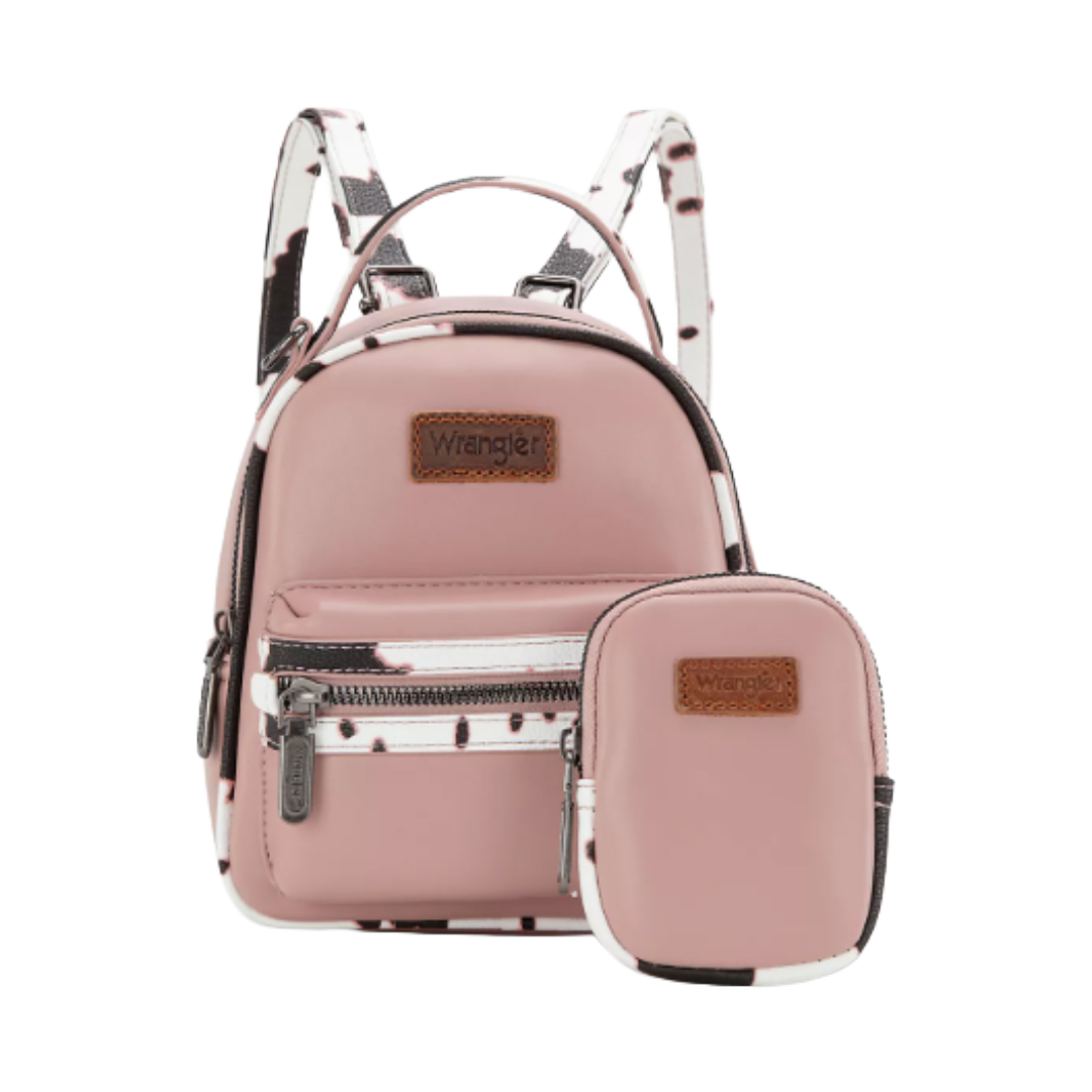 Wrangler Ladies Pink Cow Print Backpack With Coin Pouch WG102-8603PK