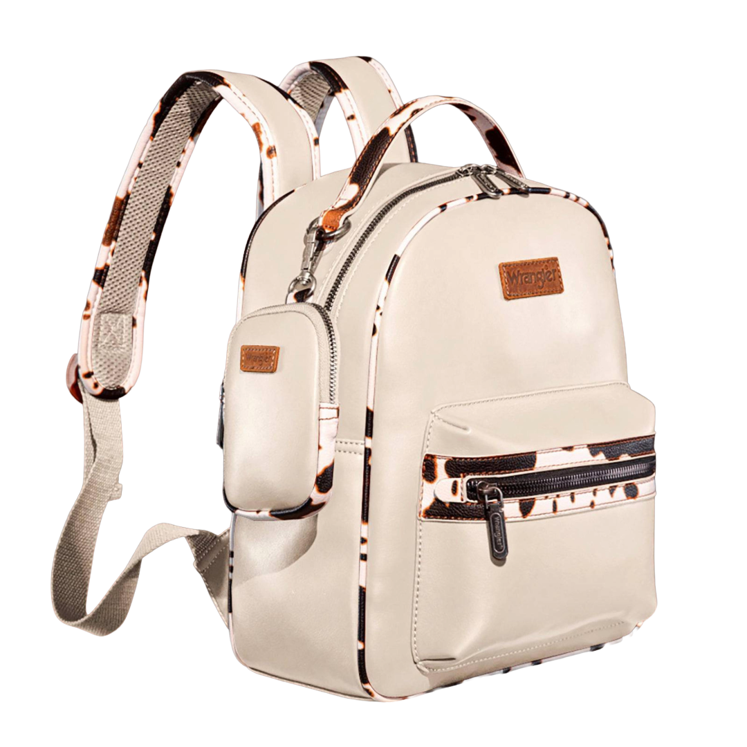 Wrangler Ladies Tan Cow Print Backpack With Coin Pouch WG102-8603TN