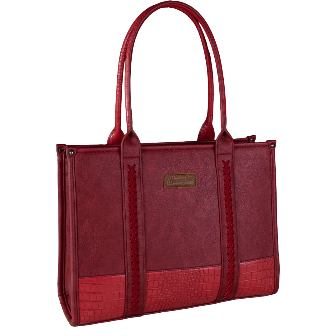 Wrangler Ladies Burgundy Croc Print Concealed Carry Wide Tote WG102G-8119BDY