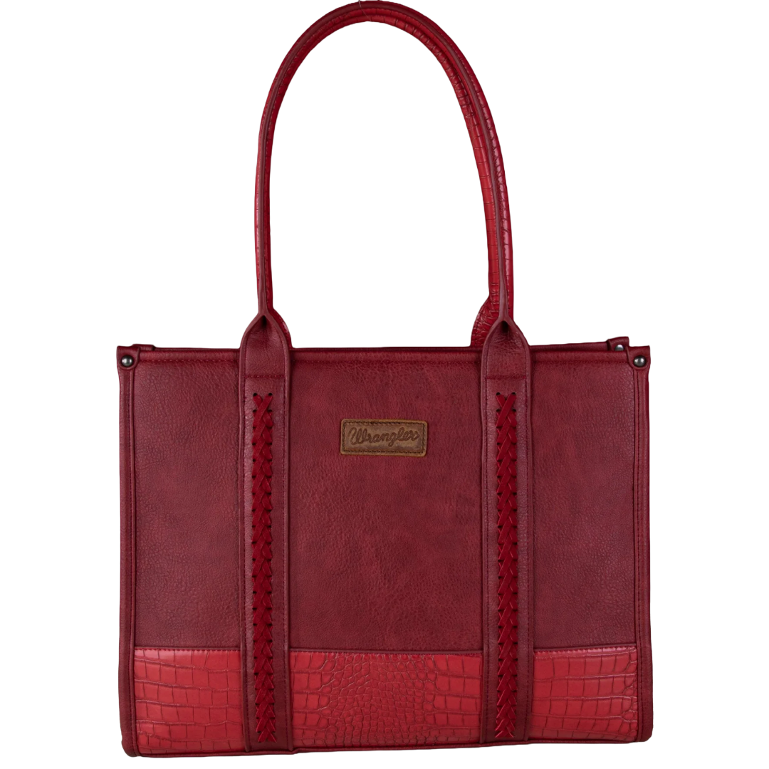 Wrangler Ladies Burgundy Croc Print Concealed Carry Wide Tote WG102G-8119BDY