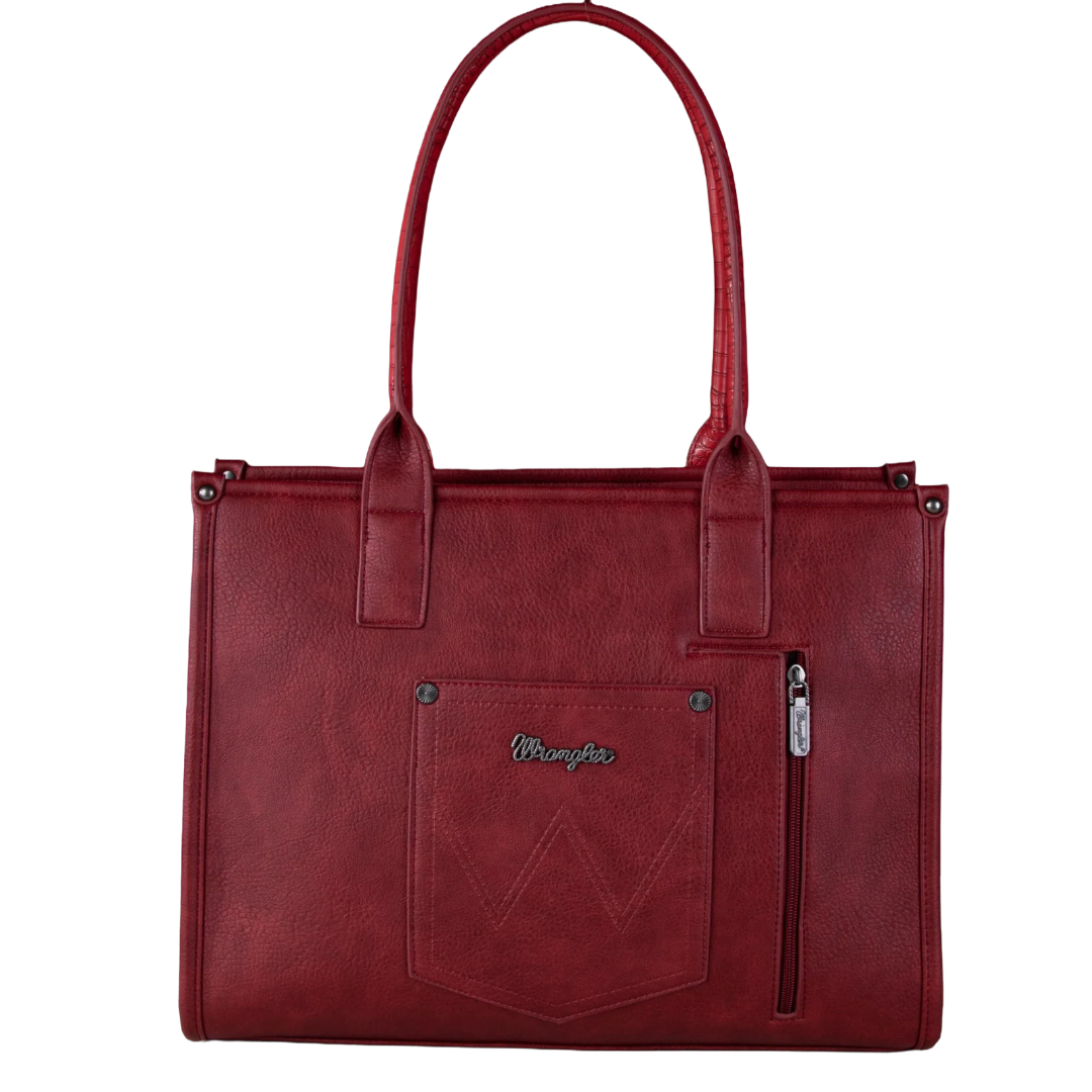 Wrangler Ladies Burgundy Croc Print Concealed Carry Wide Tote WG102G-8119BDY