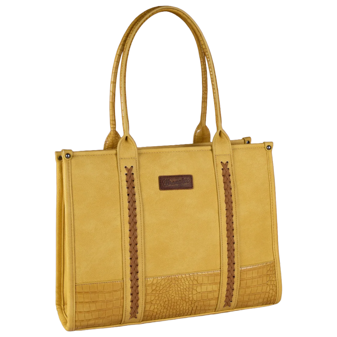 Wrangler Ladies Mustard Croc Print Concealed Carry Wide Tote WG102G-8119MST
