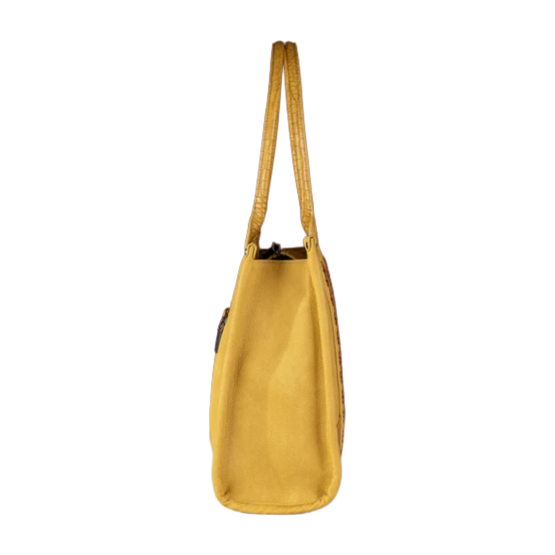 Wrangler Ladies Mustard Croc Print Concealed Carry Wide Tote WG102G-8119MST