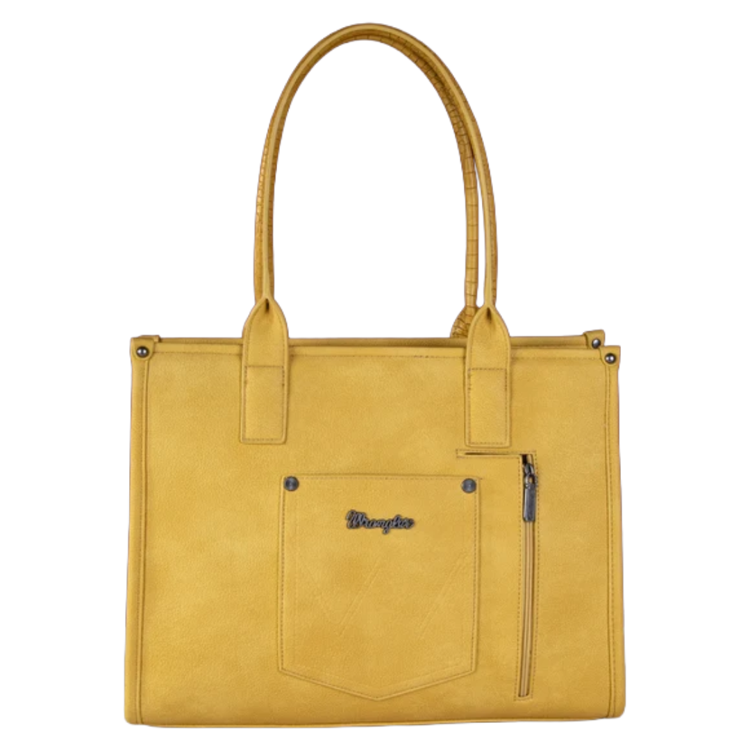 Wrangler Ladies Mustard Croc Print Concealed Carry Wide Tote WG102G-8119MST
