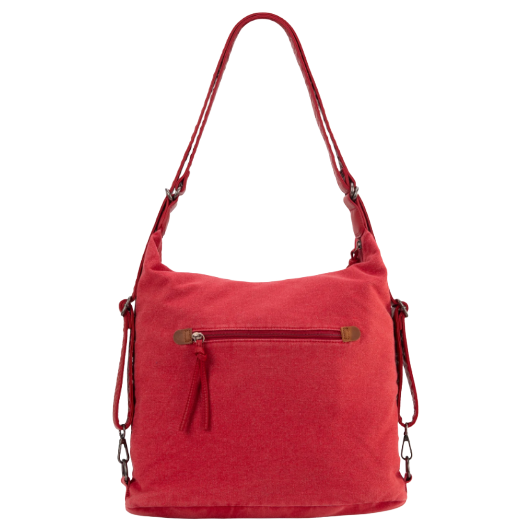 Wrangler Ladies Floral Tooled Red Denim Hobo Bag WG103-2008RD