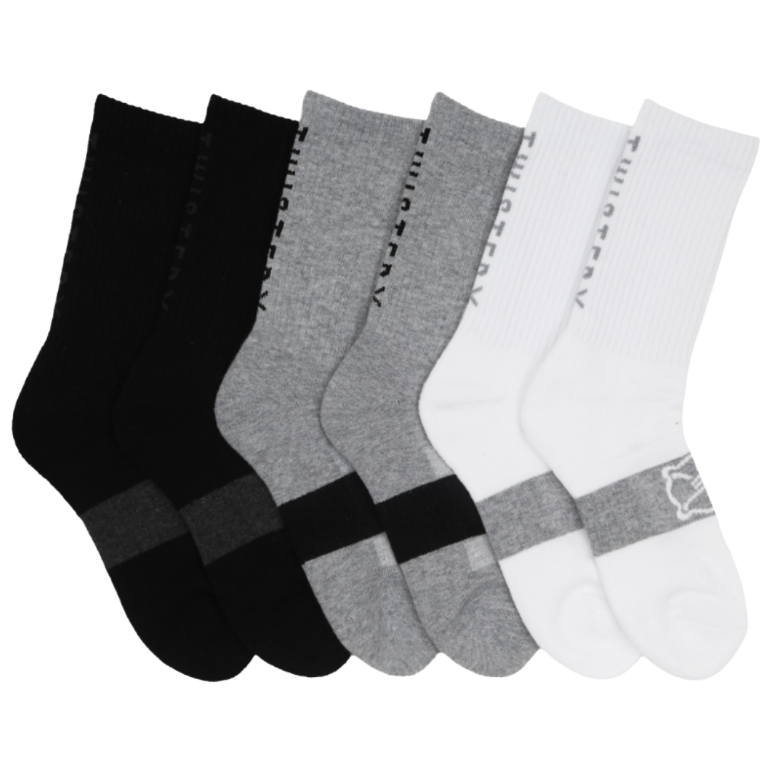 Twisted X Men's 6 Pack Everyday Black Multi HC Crew Socks TXMS538761C-MC