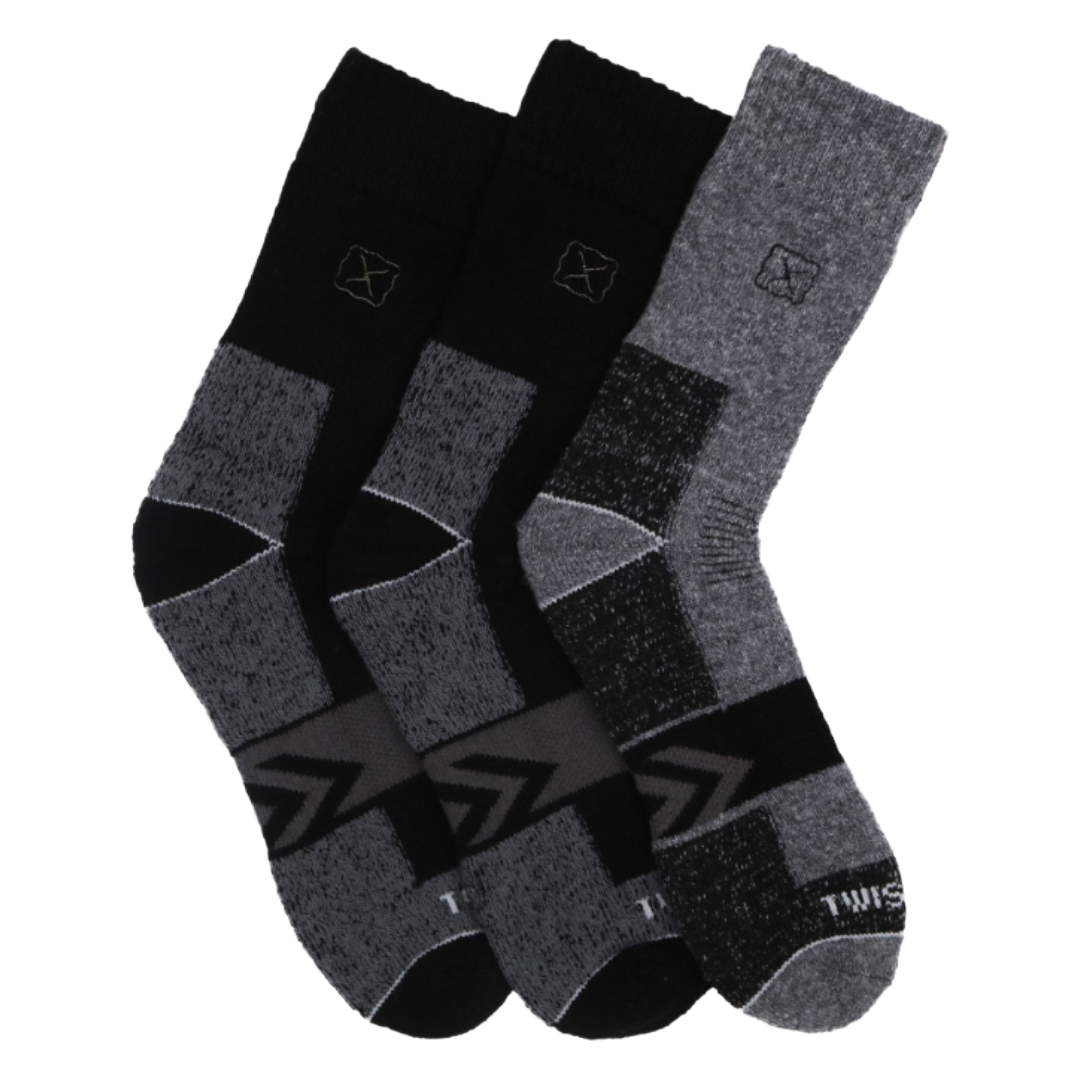 Twisted X Men's 3 Pair Black Multi Heavy Weight Work Boot Socks TXMS538775C-MC