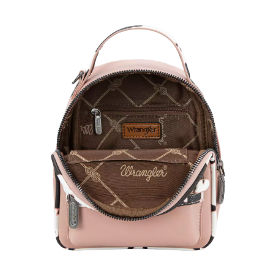 Wrangler Ladies Pink Cow Print Backpack With Coin Pouch WG102-8603PK