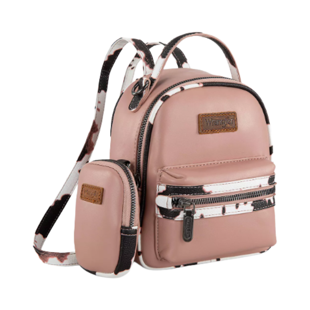 Wrangler Ladies Pink Cow Print Backpack With Coin Pouch WG102-8603PK