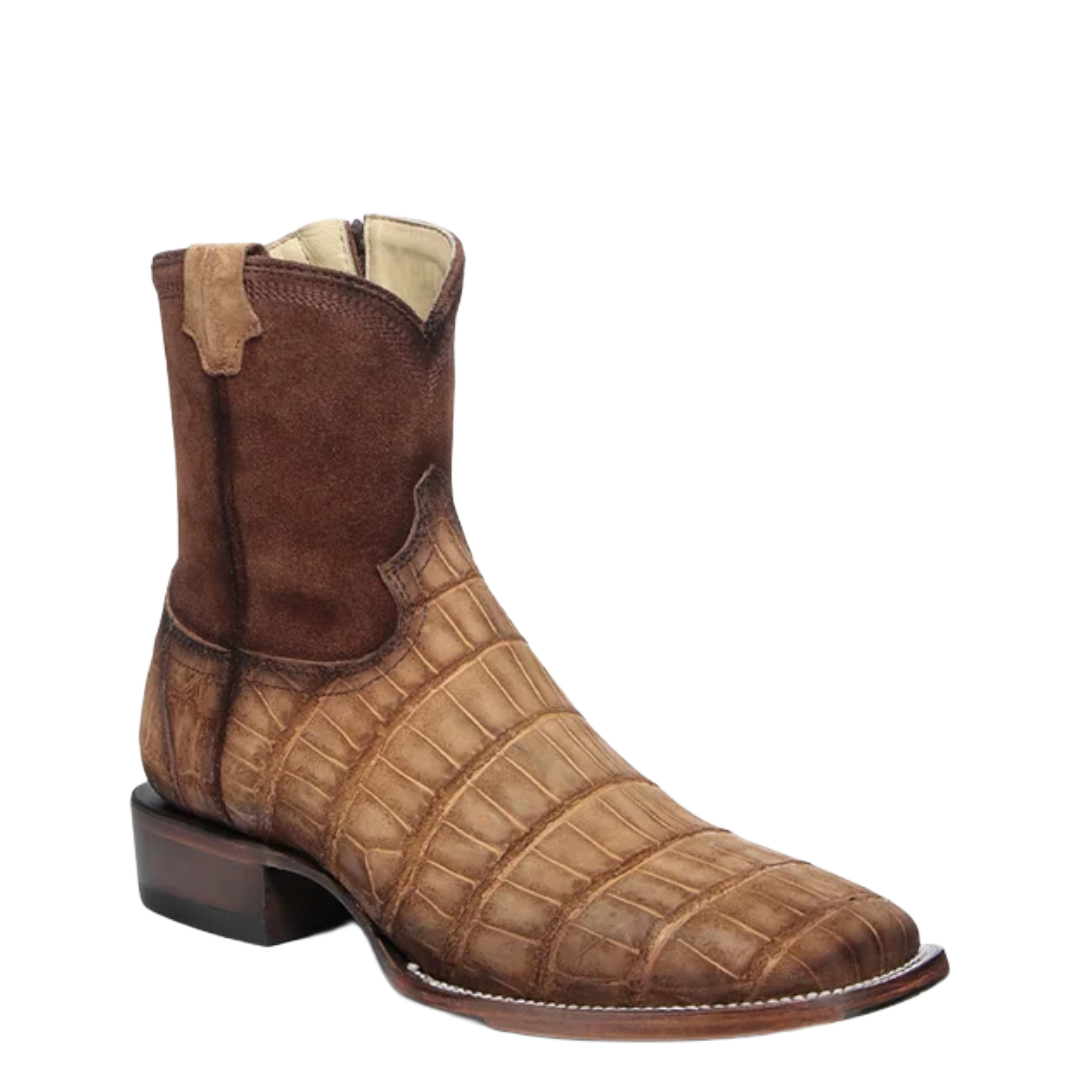 Corral Men's Cognac Alligator Leather Wide Square Toe Short Western Boot A4916
