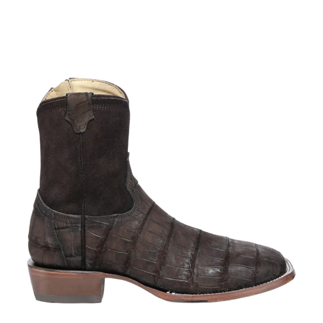 Corral Men's Chocolate Alligator Embroidery Wide Square Toe Western Boots A4917