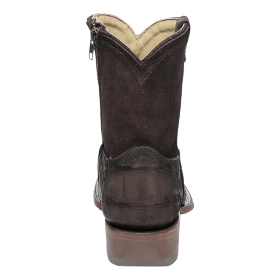 Corral Men's Chocolate Alligator Embroidery Wide Square Toe Western Boots A4917