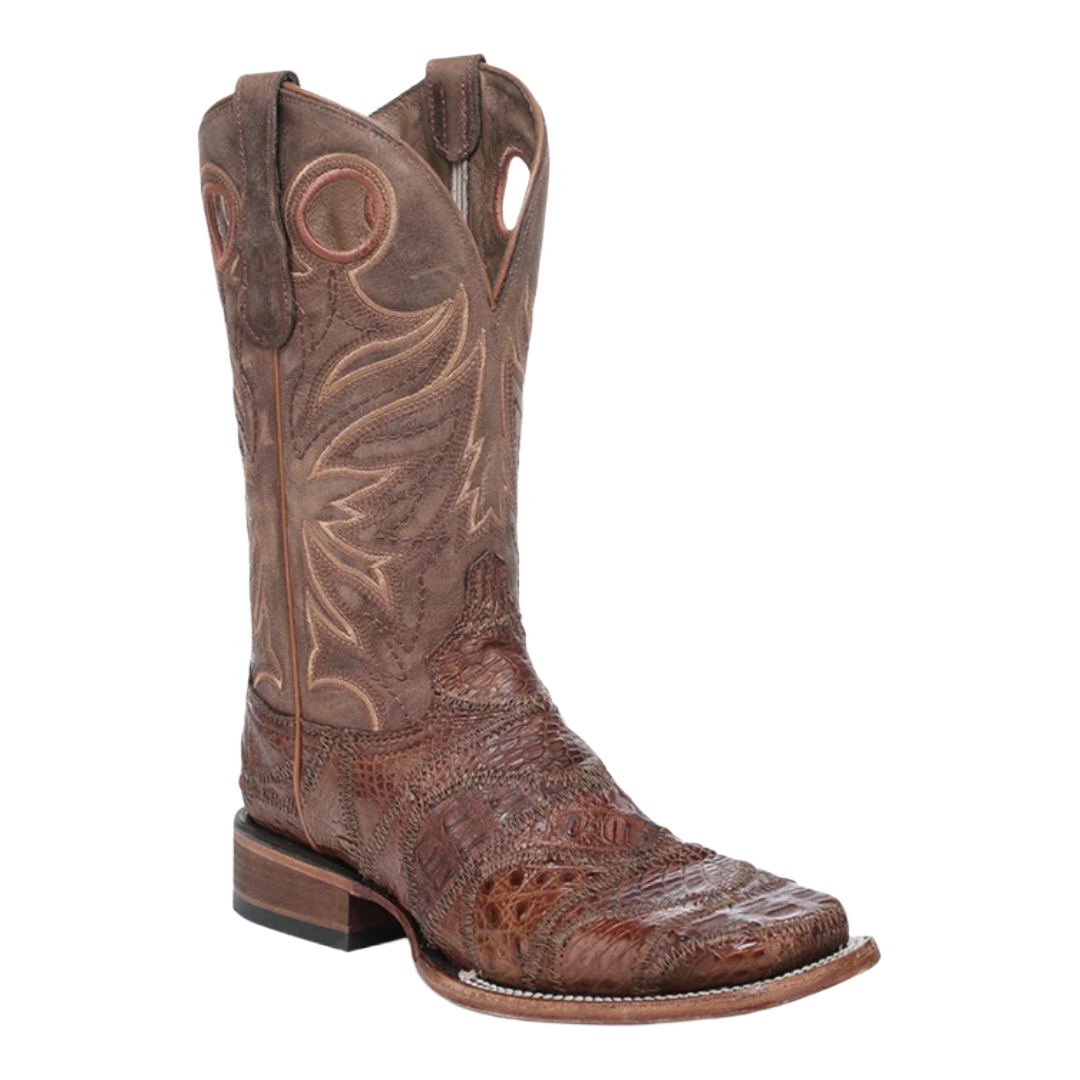 Circle G Men's  Sheridan Patchwork & Pull Holes Caiman Square Toe Western Boots L8009