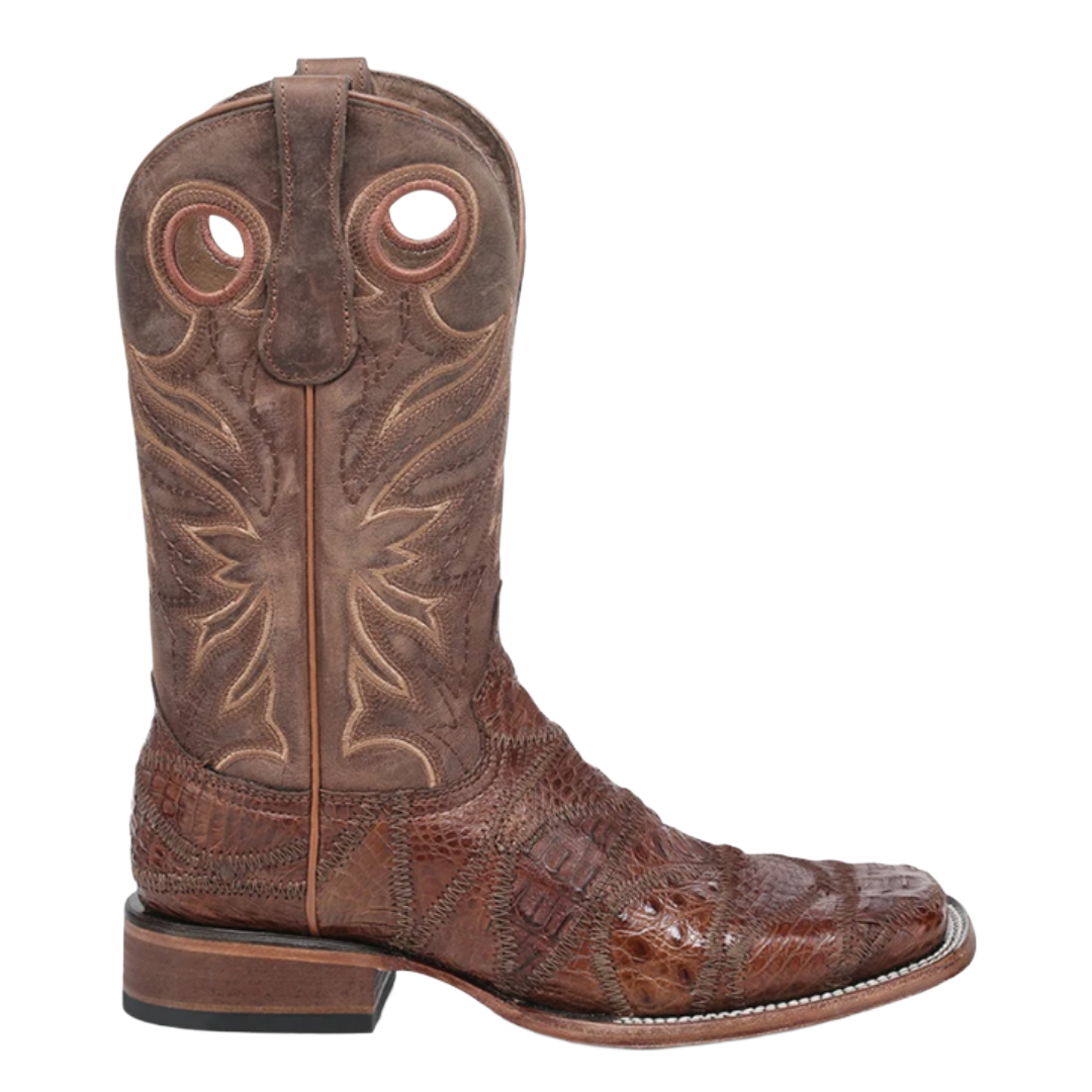 Circle G Men's  Sheridan Patchwork & Pull Holes Caiman Square Toe Western Boots L8009