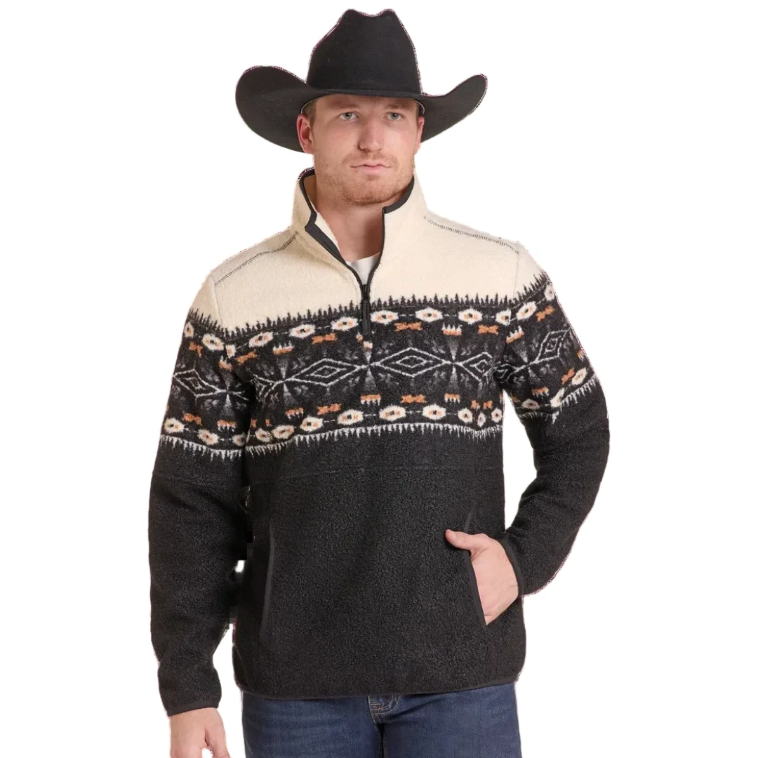 Powder River Outfitters Men's Performance Aztec Border 1/4 Zip Pullover DM91C09258