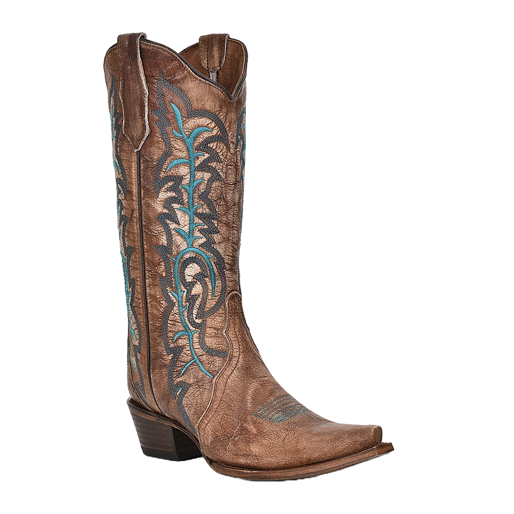 Circle G By Corral Ladies Hand Painted Brown & Turquoise Boots L5971