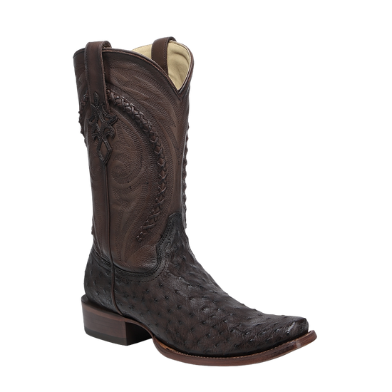 Corral Men's Tobacco Ostrich Embroidery & Handwoven Brown Boots A4971