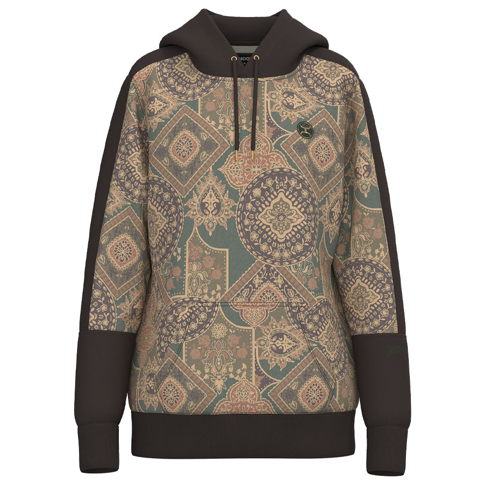 Hooey Ladies Canyon Brown Scarf Print Pullover Hoodie HH2605PRBR