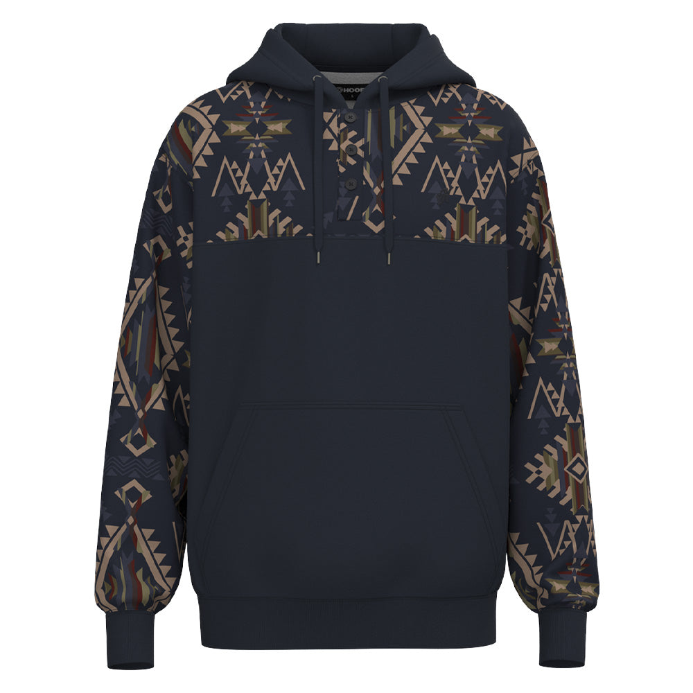 Hooey Men's Jimmy Navy & Tan Aztec Print Pullover Hoodie HH2610DKNV