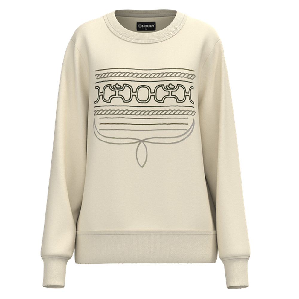 Hooey Ladies Stallion Cream Boot Stitch Crew Pullover HH2603CRPR