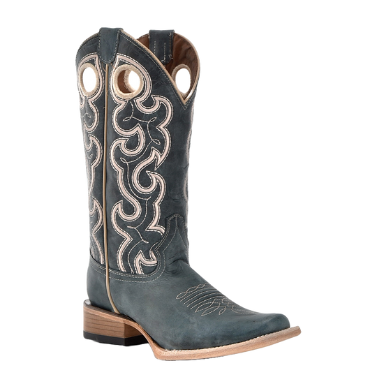 Circle G Ladies Blue Embroidery & Cut Out Square Toe Western Boots L6095