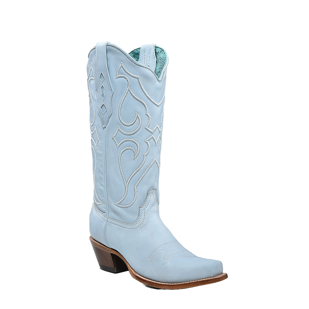Corral Ladies Baby Blue Embroidery Snip Toe Boots Z5253