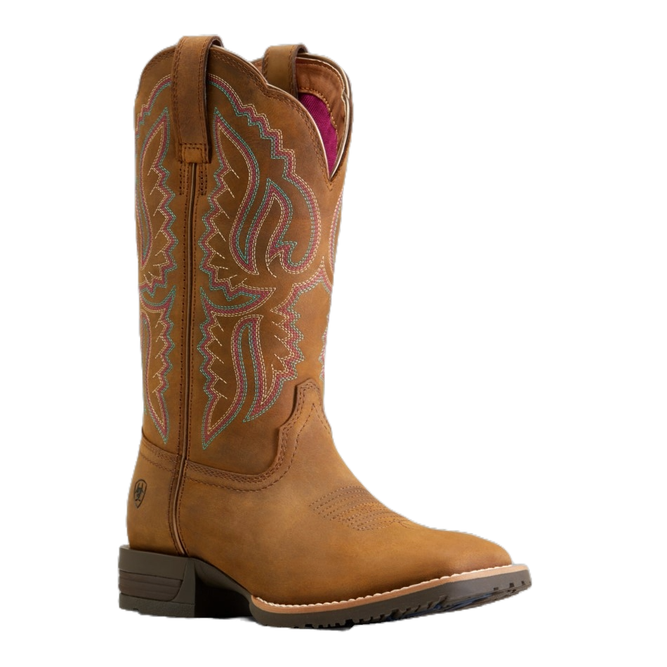 Ariat Ladies Hybrid Ranchwork Distressed Tan Western Boots 10047043