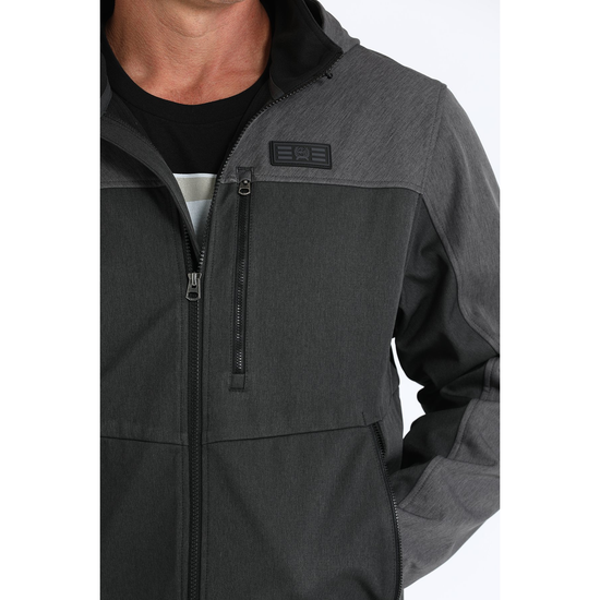 Cinch Men's Black & Charcoal Grey Hooded Softshell Jacket MWJ1593002