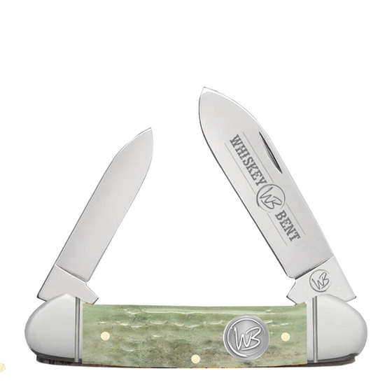 Whiskey Bent Ivy Natural Bone Canoe Pocket Knife WB12-30