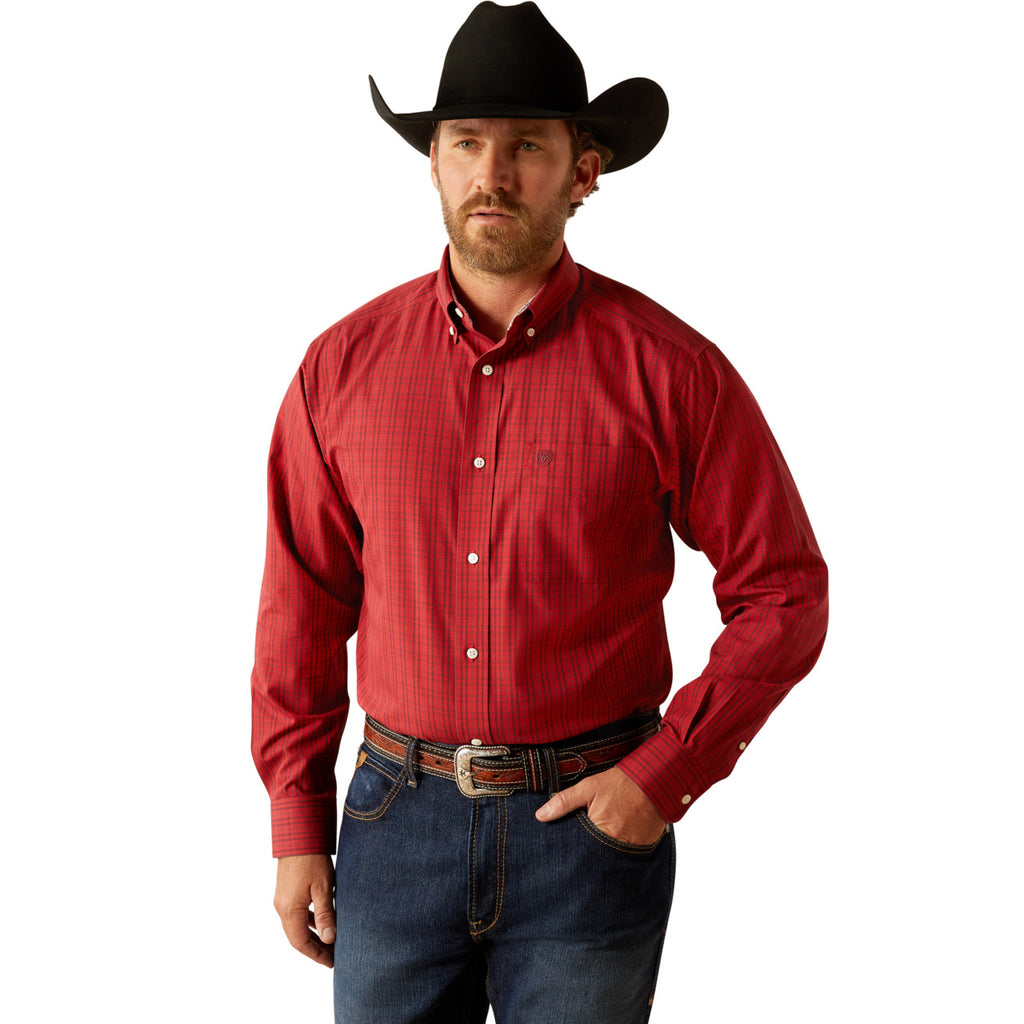 Ariat Men's Samson Classic Fit Shirt – Terra Rouge Plaid Button-Down For Casual Wear
