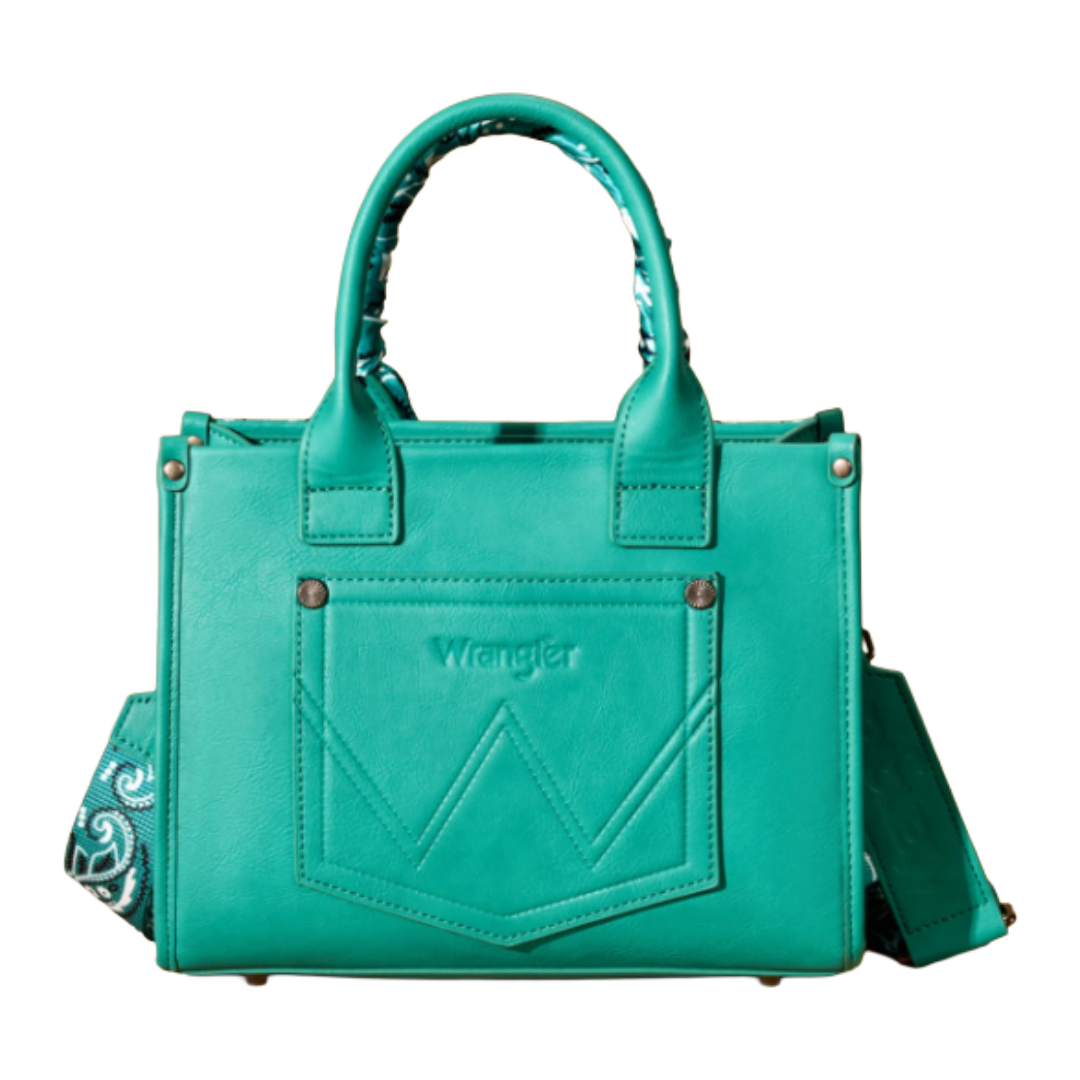 Wrangler Ladies Turquoise Braided Paisley Bandana Tote Bag WG331-8120STQ