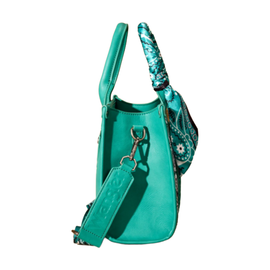 Wrangler Ladies Turquoise Braided Paisley Bandana Tote Bag WG331-8120STQ