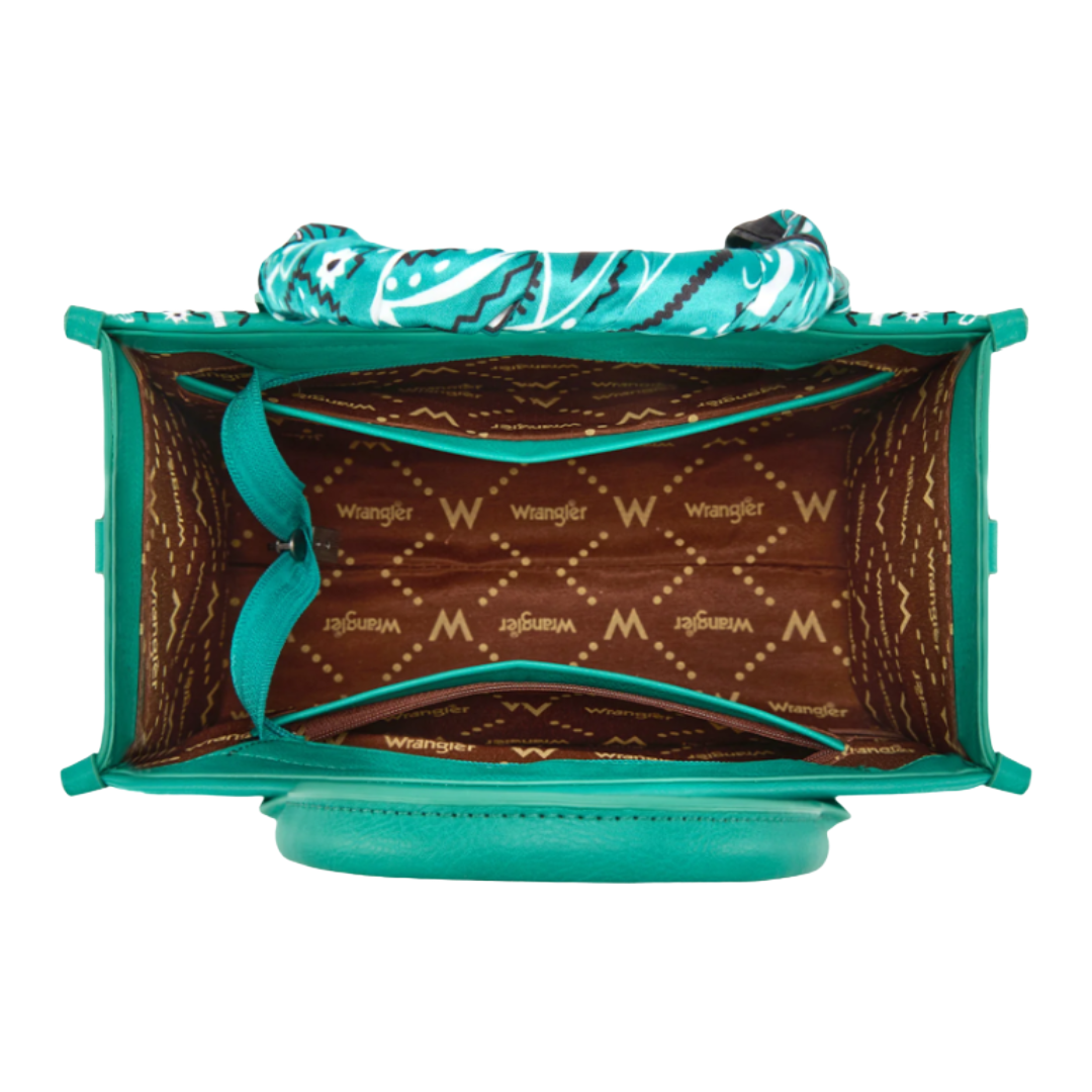 Wrangler Ladies Turquoise Braided Paisley Bandana Tote Bag WG331-8120STQ