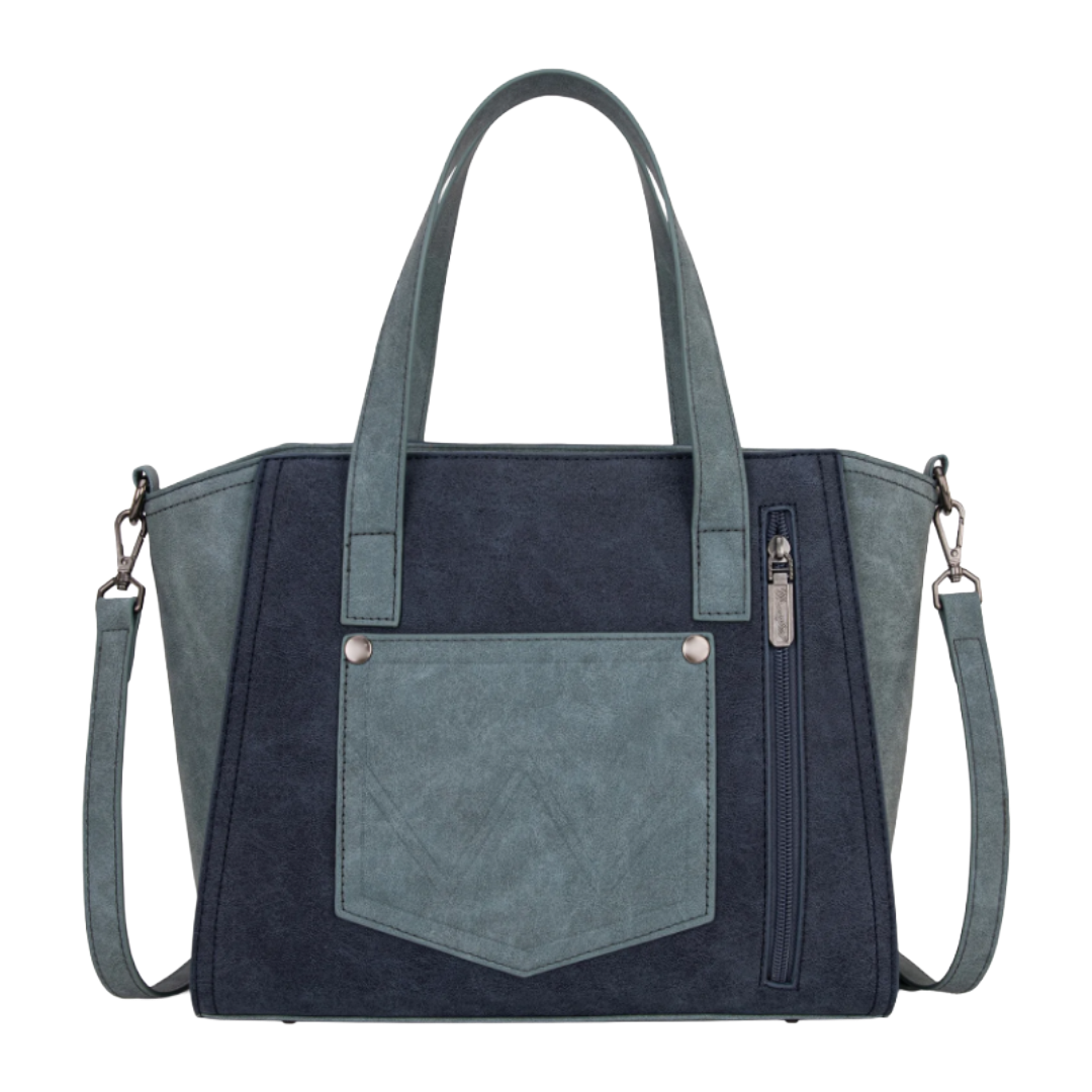 Wrangler Ladies "W" Stitch Two Tone Navy Crossbody Tote Bag WG162-8012NY